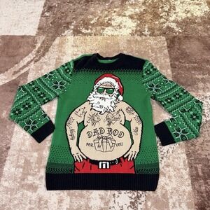 Travis Matthew Ugly Santa Sweater Mens Large Green Dad Bod Golf Fair Isle
